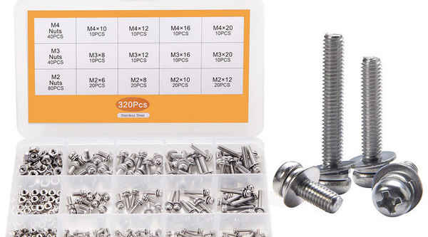 Procesamiento de acero inoxidable 304, cabeza redonda cruzada, juego de tuercas de tres tornillos combinados, tornillo en caja de cabeza plana