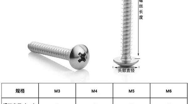 Procesamiento 304 cruz de acero inoxidable cabeza plana grande tornillo autorroscante cabeza de hongo cabeza de paraguas autorroscante tornillo autorroscante 3/4