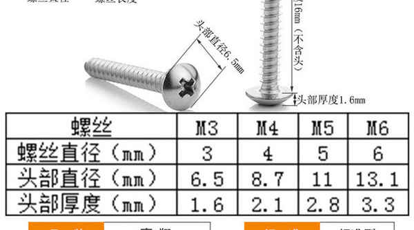 Tornillo autorroscante de cabeza plana grande con ranura cruzada niquelada TA personalizada, cabeza de paraguas, cabeza de hongo, tornillo autorroscante 3/4