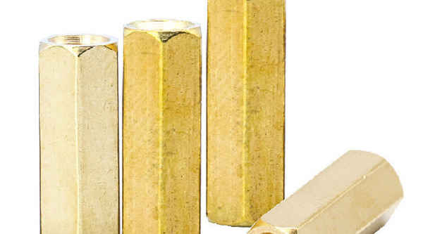 Producción de columna hexagonal de cobre de doble paso rosca interna perno de cobre hueco columna espaciadora de aislamiento de placa base hexagonal 5/8 1/2-13