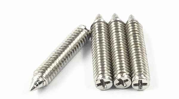 Producción de tornillo de fijación transversal, máquina de cola puntiaguda sin cabeza niquelada, tornillo de extremo cónico de ranura cruzada, cable superior